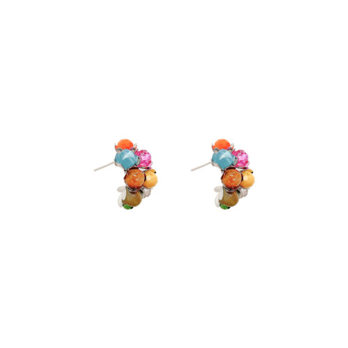 Colorful Acrylic Colorful Beads Clip on Earrings Personality for Women Girl Prom Party Fashion Earrings Jewelry