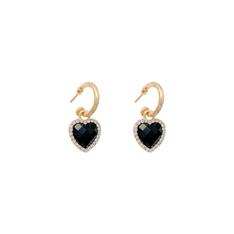 Fashion Jewelry French Pink Heart Earrings Ladies Heart C Word Earrings Metal Golden Twist Stud Gifts
