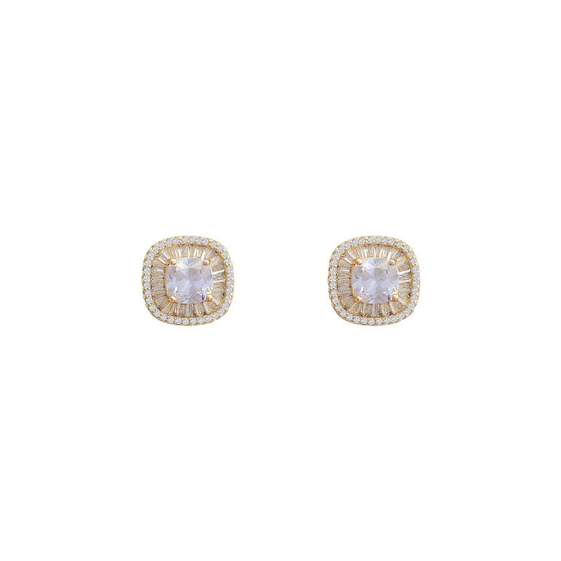 AAA Zircon Square Stud Earrings For Women Men Stylish Korean Style Unisex Earrings With Diamond Designer Jewelry Christmas Gift