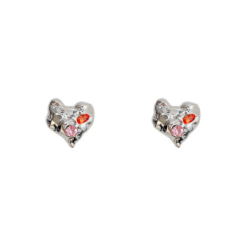 Fashion Exaggerated Atmospheric Metal Heart Shaped Earrings Contracted Irregular Geometrical Stud Earrings