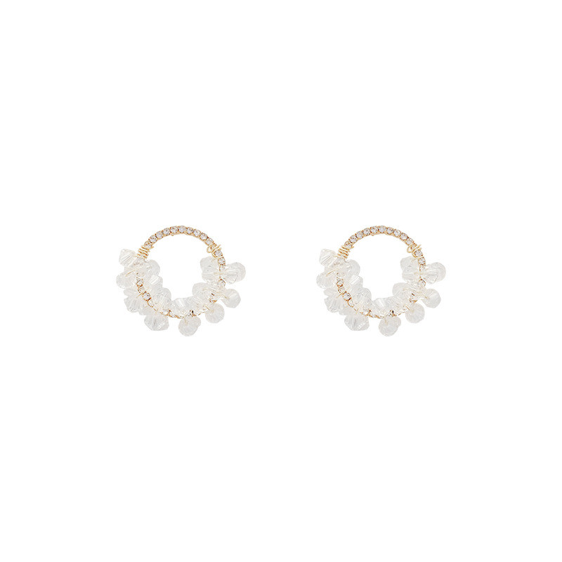 Crystals Beaded Hoop Dangle Drop Earrings for Women Minimalist Sparkling Wedding Jewelry Valentines Gift