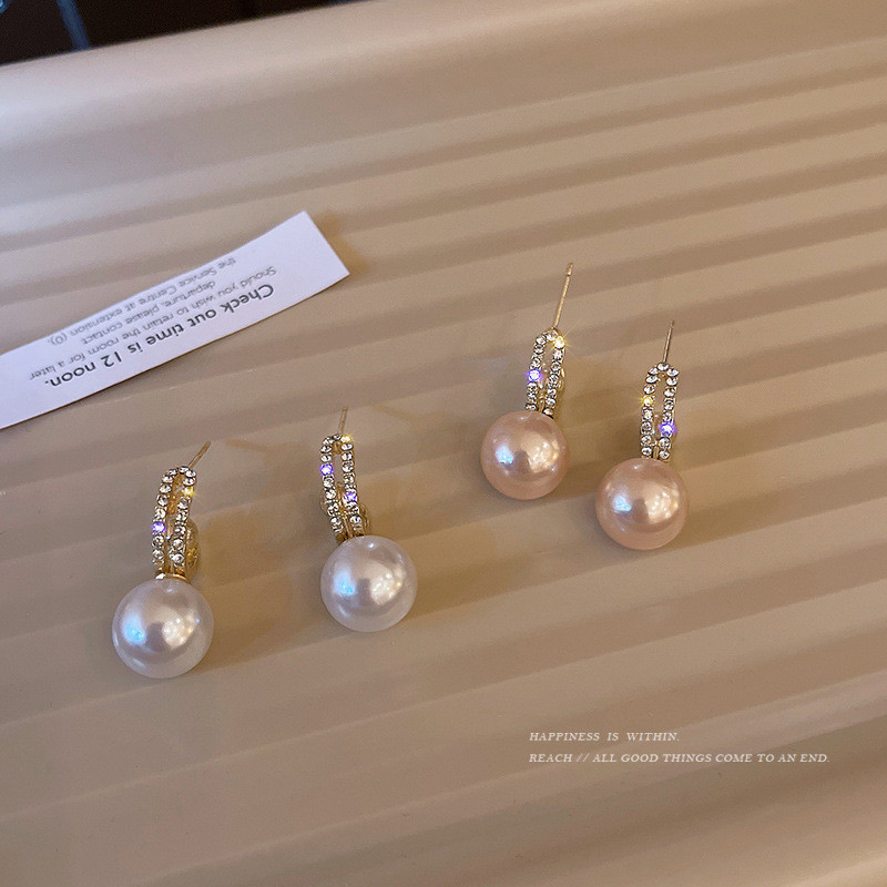 Detachable Pearl For Women Gold Color Rhinestone Inlaid Hook Pearl Earrings Teens Girls Korean Design Dangle Earrings