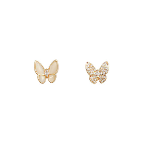 Opal Butterfly Zircon Stud Earrings for Women Girl Exquisite Beautiful Crystal Earrings Weddings Jewelry Gifts