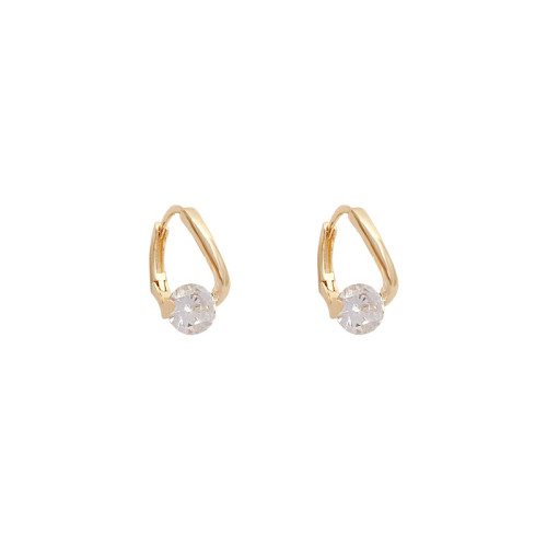 14K Gold Plated Double Arc Zircon Earrings Female Charming S925 Silver Line Sense Ear Stud Earrings Diamond for Women 4369