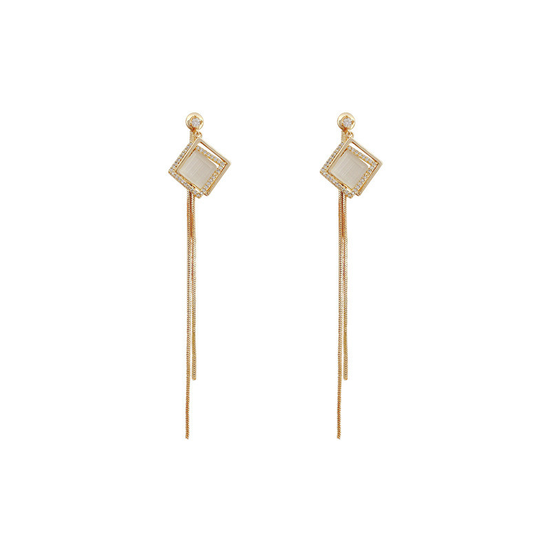 Geometric Square Opal Pendant Earrings Circle Asymmetrical Exquisite Tassels for Ladies Elegant 2022 Trend Jewelry Earrings