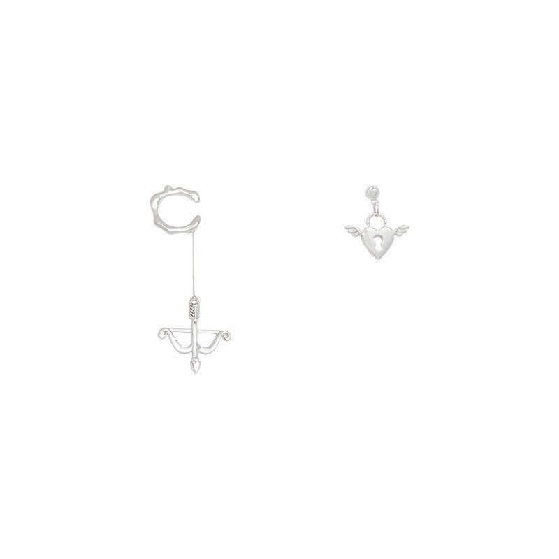 Korean Trendy Personality Ear Bone Clip Cupid's Arrow Asymmetrical Ladies Fashion Tassel Earrings Jewelry