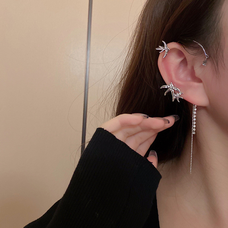Fashion Swallow Tassel Ear Clip Earring Luxury Gold Ear Bone Clip Wholesale Jewelry