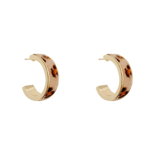 Simple Geometric Alloy Earrings Retro Resin Wave Point Leopard Print C Shaped Earrings Fashion For Women Party Jewelry
