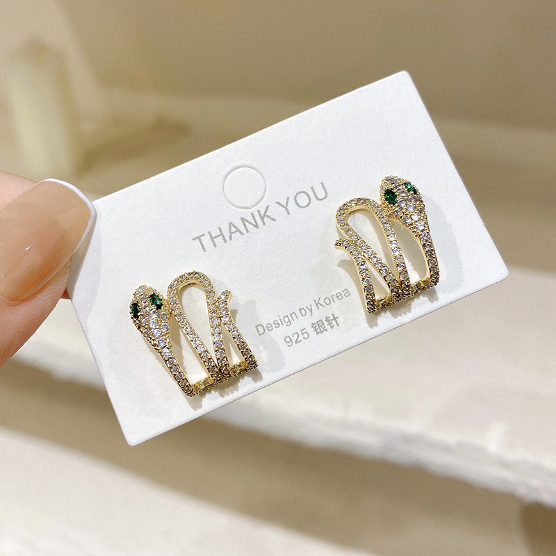 Cute Small Snake Earrings For Women Stainless Steel Gold Vintage Animal Snake Stud Earring Piercing Jewelry Gift