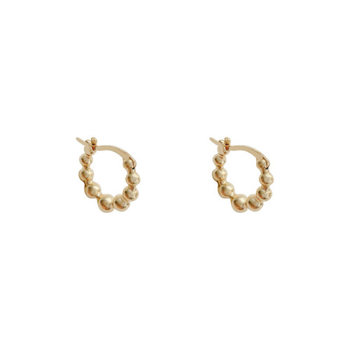 Stainless Steel Bead C Shaped Hoop Earring For Women Round Beads Huggie Earrings Creatively Jewelry