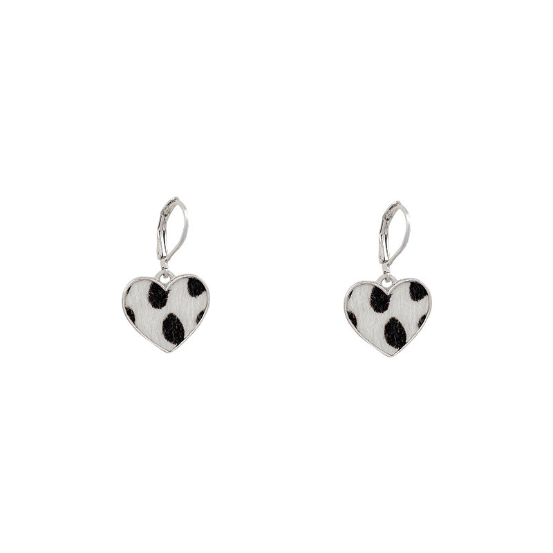 Cow Leopard Print Love Earrings Fashion Funny Style Cartoon Women's Small Exquisite Drop Earrings Jewelry for Women
