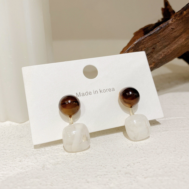 2022 Acrylic Square Resin Drop Earring for Women Girls Jewelry Minimalist Cute Korean Ball White Earrings