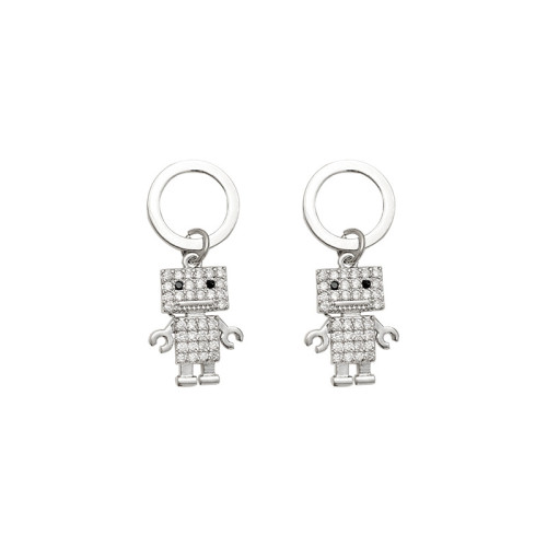 Silver Color Retro Robot Drop Earrings For Women Fashion Exquisite Handmade Jewelry Gift Prevent Allergy