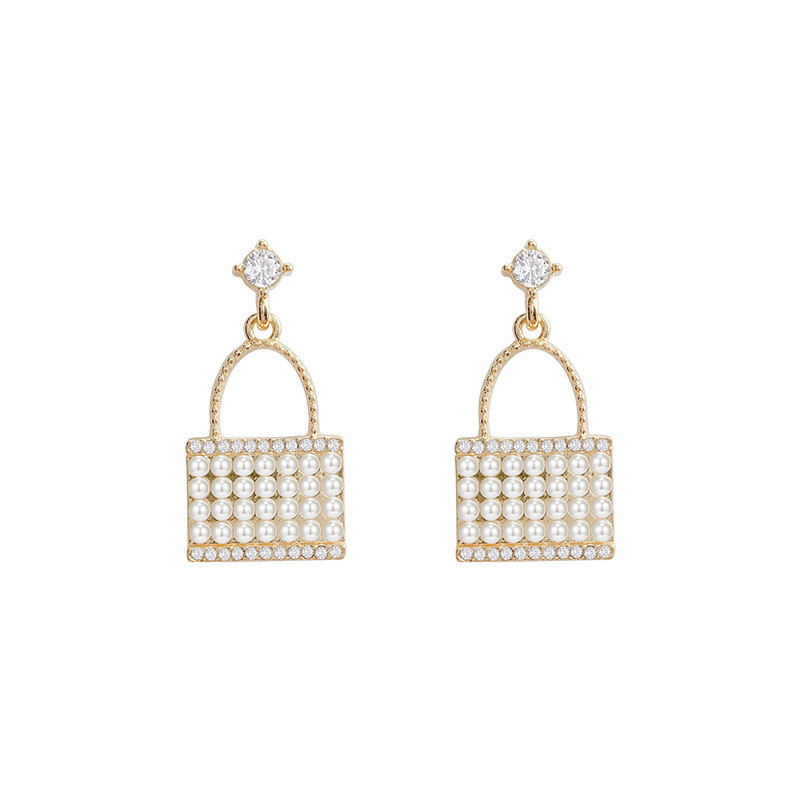Vintage Bohemia Pearl Handbag Drop Earrings for Women's Elegant Personality Zircon Earrings Party Jewelry