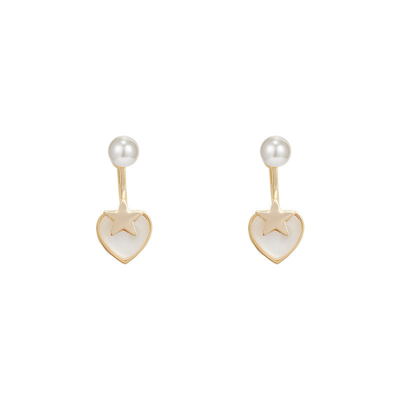 New Fashion Contracted Opal Heart Pearl Fine Earrings Joker Sweet Elegant Temperament Women Drop Earrings