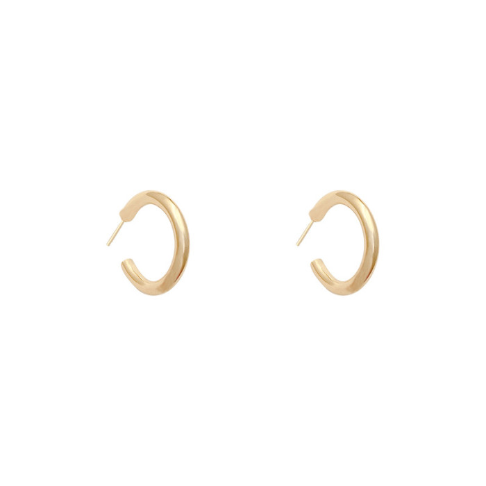Fashion 2022 Matte Gold Silver Color Small Hoop Earrings for Women Street Style Punk Metal C Shape Circle Earrings