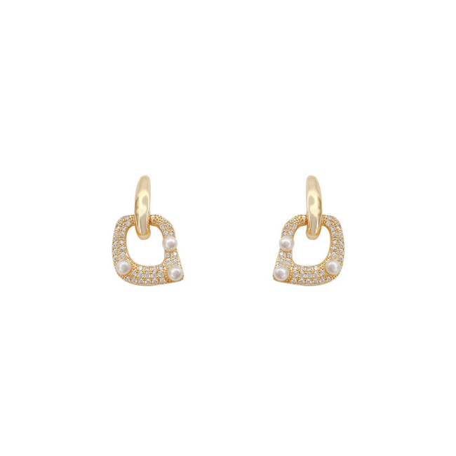 Rhinestone Hollow Square Earrings For Women Luxury Trendy Short Fashion Stud Earrings Jewelry Accessories