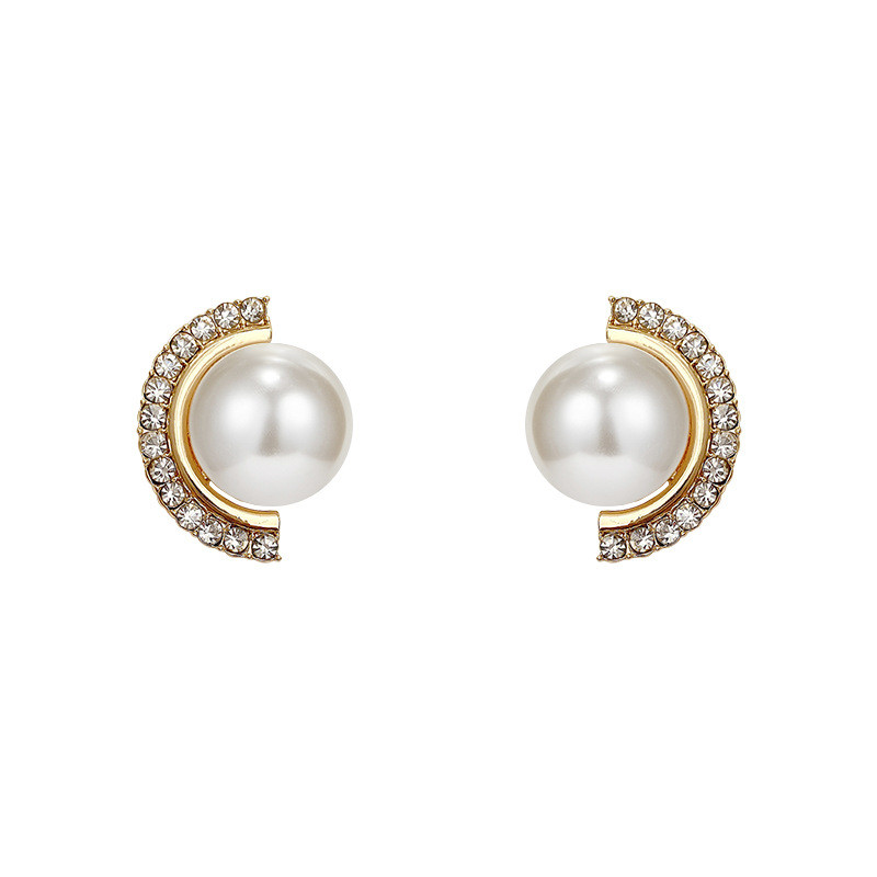 Korea Design Stud Earrings Metal Geometric Irregular Circle Teardrop Simulated Pearl Earrings For Women Girl Gift