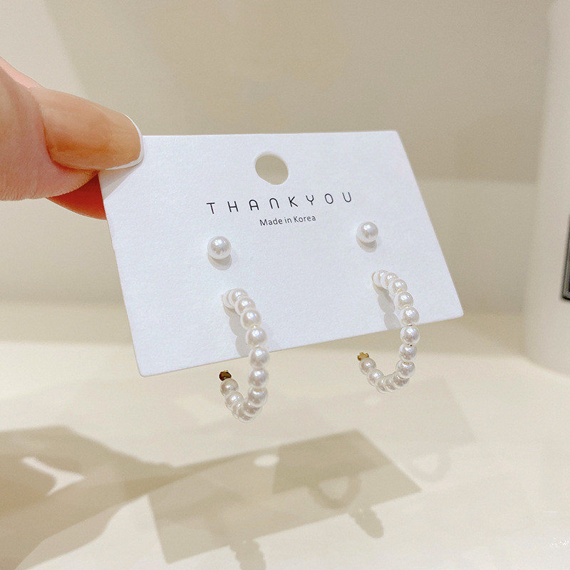 Luxury Imitation Pearl Hoops Earrings Fashion Letter C Big Stud Earring For Women Jewelry