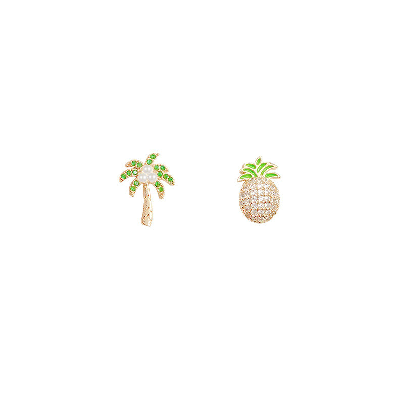 Trendy Nature Asymmetric Coconut Pineapple Hot Earrings for Women Girls Jewelry Gift