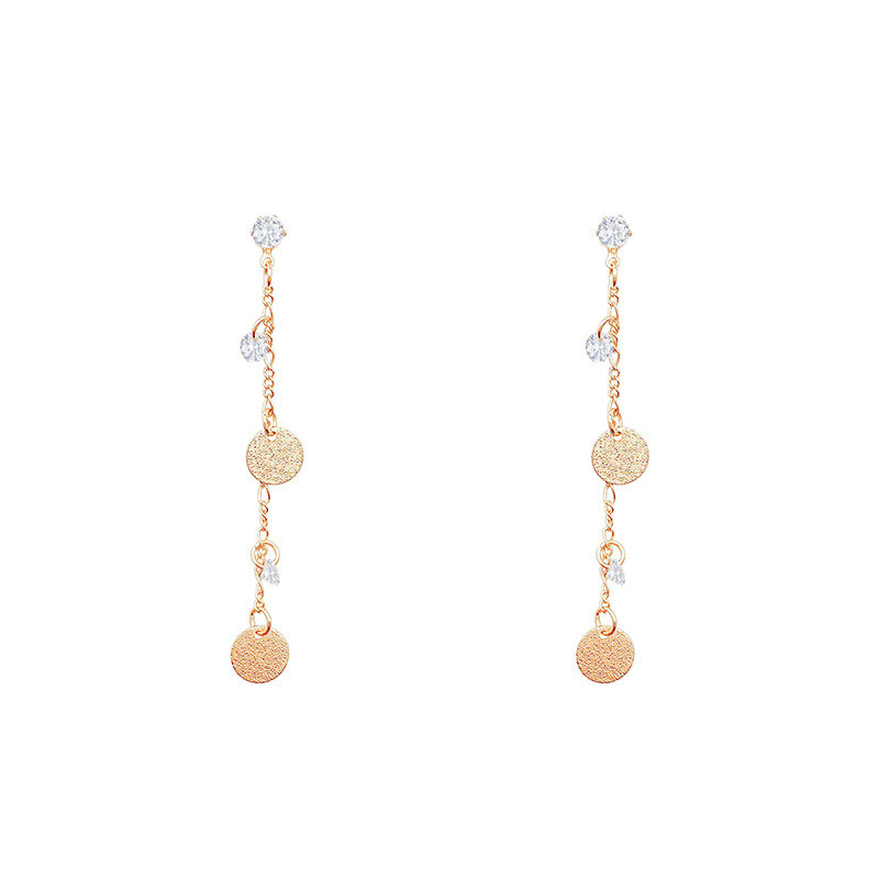 Fashion Gold Coin Earrings Long Round Sequins Earrings For Women Tassel Drop Jewelry