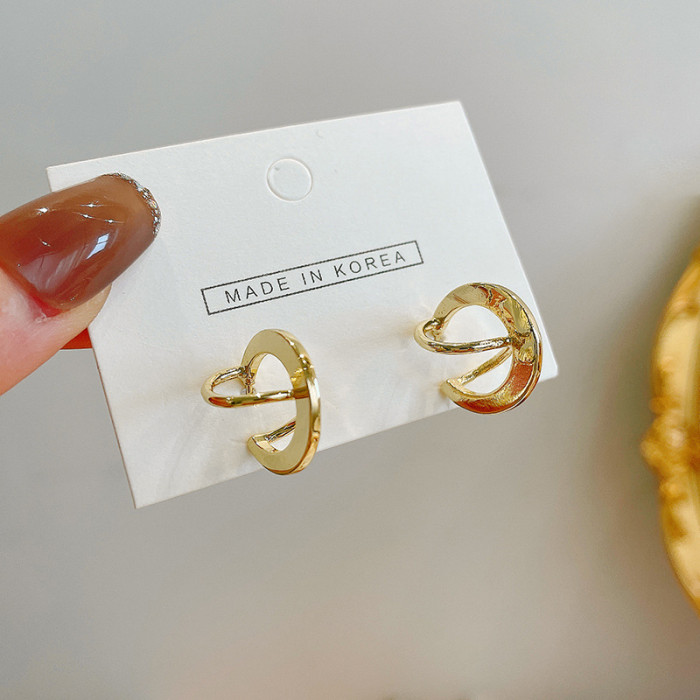 Korean Geometry Metal Gold Earrings for Women Female Retro Drop Earrings Trend Fashionable Jewelry