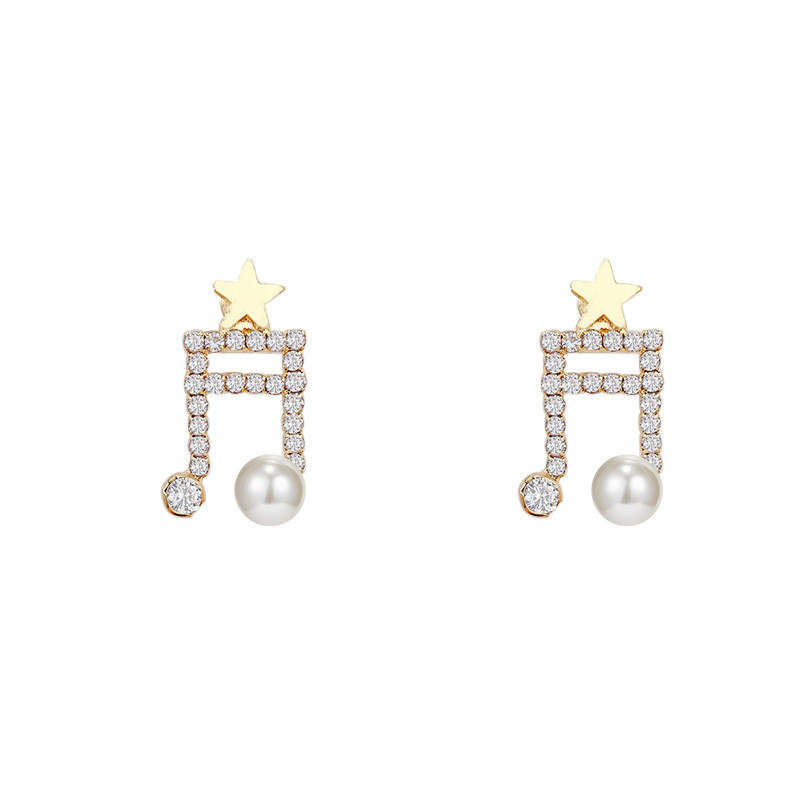 Korean Fashion Jewelry Cute Earrings Musical Character Rhinestone Earrings for Women Wholesale Gifts