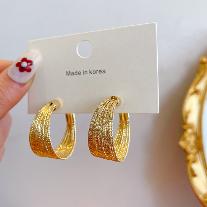 Trendy Creative C Shape Hoop Earrings For Women Multi Layer Chain Round Earrings Jewelry Party