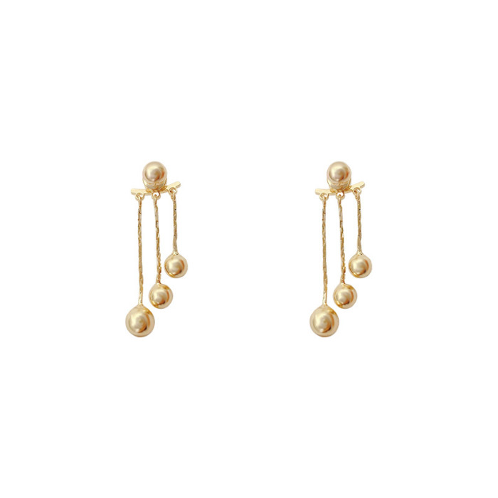 Original Arrival Trendy Cute Sweet Classic Simple Tassel Ball Dangle Earrings For Women Fashion Gold Metal Jewelry Gifts