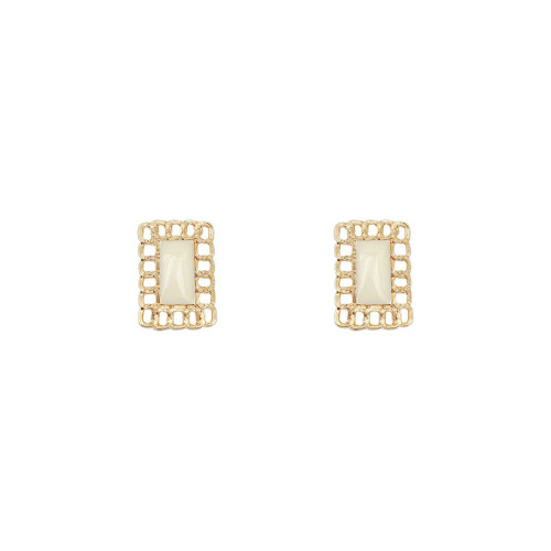 Fashion White Acrylic Geometric Alloy Stud Earring for Women Korea Square Acrylic Metal Alloy Earrings Jewelry Gifts