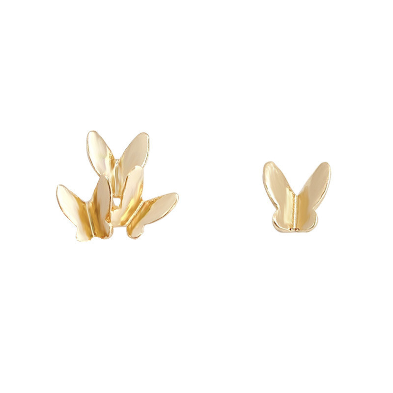Female Korean Style Simple Asymmetrical Glossy Girl Heart Three Butterflies Ear Rings Earring