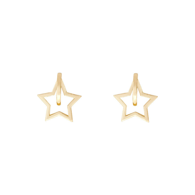 Pentagram Star Stud Earrings for Women Simple Platinum Plating Earings Fine Jewelry