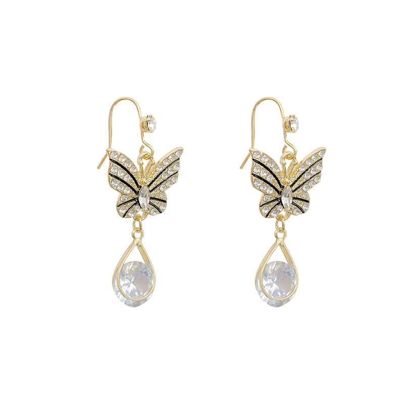 New Fashion Brand Jewelry 14K Gold Plated Butterfly Dangle Earrings for Women Gift Shining Zircon Long Drop Earrings