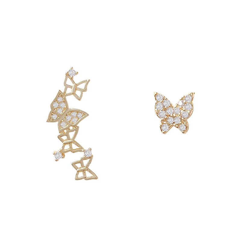 Fashion Simple Prevent Allergy Stud Earrings Charm Women Creative Butterfly Crystal Party Jewelry