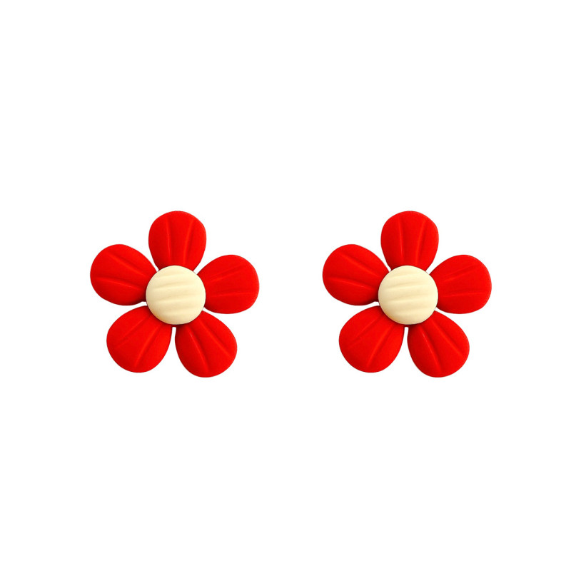 Senior Red Petals Trendy Cute Small Flower Earrings Female Jewelry Earings Fashion Jewelry