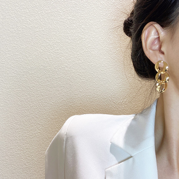 Korean Fashion Dangle Earrings For Women Charm Pendant Long Creative Drop Earring Punk Style Thick Link Chain Jewelry Gift