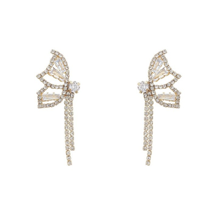 Long Hollow Zircon Butterfly Tassel Exaggerated Earrings Female Fashion Trendy Earrings Popular Exquisite Gifts