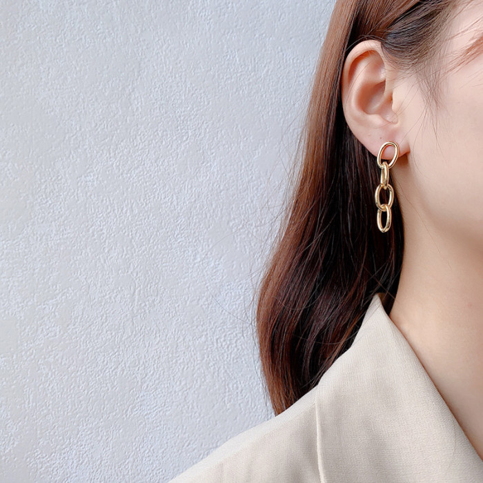 Trend Long Earrings For Women Female Statement Punk Luxury Gold Tassel Vintage Dangle Drop Snake Link Chain Earrings