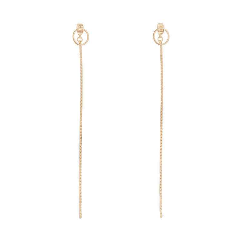 NEW Gold Metal Long Circle Pendant Tassel Earrings for Women Fashion Jewelry Statement Creative