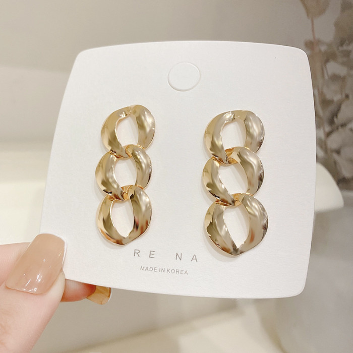 Korean Fashion Dangle Earrings For Women Charm Pendant Long Creative Drop Earring Punk Style Thick Link Chain Jewelry Gift