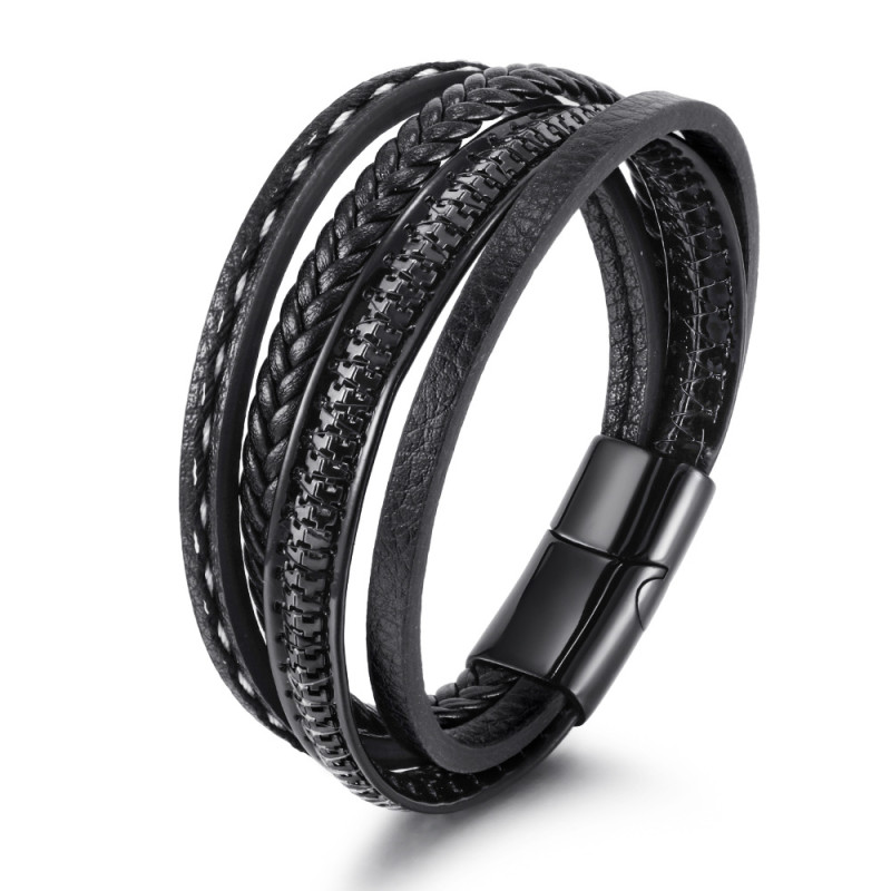 Fashion Trendy Original  Multi-Layer Rope Hand-Woven Leather Bracelet Men Personality Magnetic Buckle Bracelet Jewelry  ds652g9