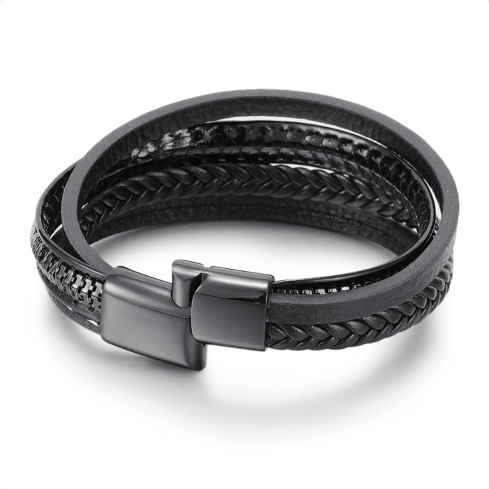 Fashion Trendy Original  Multi-Layer Rope Hand-Woven Leather Bracelet Men Personality Magnetic Buckle Bracelet Jewelry  ds652g9