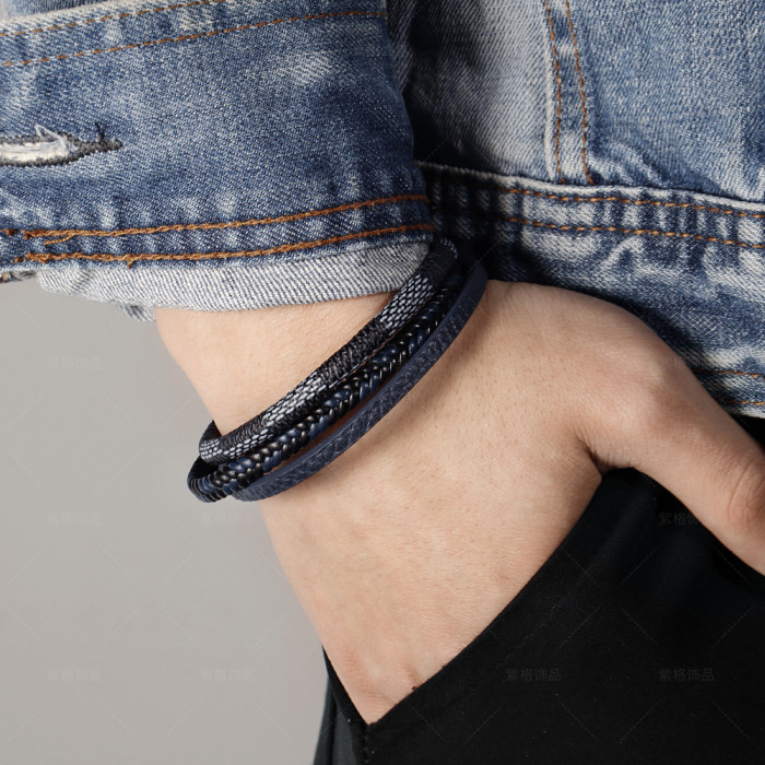 Original Retro Brand Patterns Leather Bracelet Unisex Multi-Layer Hand-Woven Magnetic Buckle Rope Men Bracelet boyfriends gift