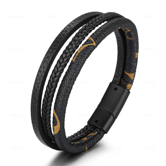 Original Retro Brand Patterns Leather Bracelet Unisex Multi-Layer Hand-Woven Magnetic Buckle Rope Men Bracelet boyfriends gift