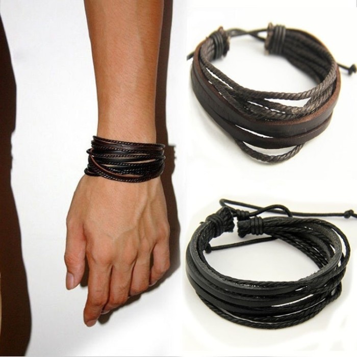 MultiLayer Leather Bracelet Hand-Woven Simple Men Women Fashion Bracelet Wrist Strap Yoga Genuine Leather Bracelet