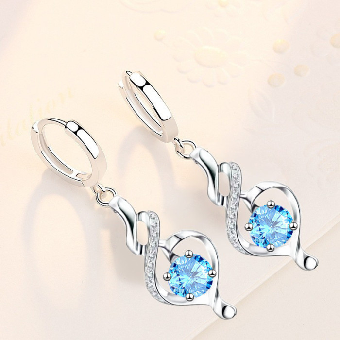 Wholesale S925 Sterling Trendy Women's Fashion Jewelry High Quality Cubic Zirconia Hollow Simple Water Drop Mid-length Earrings