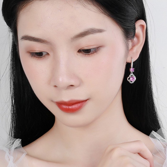Wholesale S925 Sterling Trendy Women's Fashion Jewelry High Quality Crystal Zircon Long Tassel Flower Retro Hook Earrings