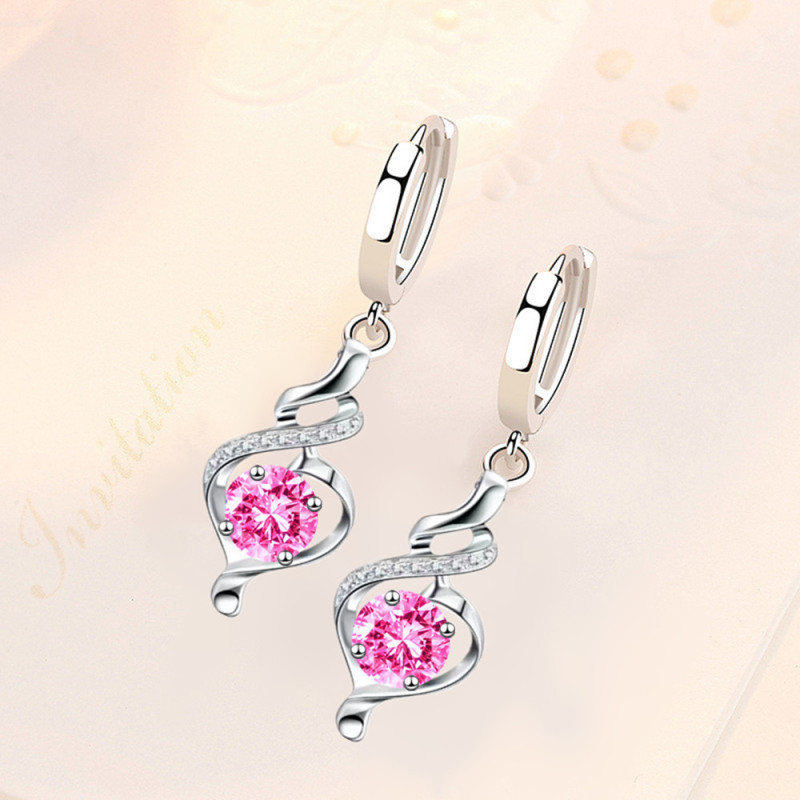 Wholesale S925 Sterling Trendy Women's Fashion Jewelry High Quality Cubic Zirconia Hollow Simple Water Drop Mid-length Earrings