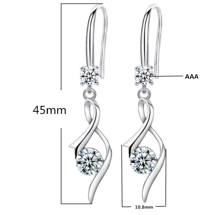 Wholesale S925 Sterling Silver 2021 Trendy Women's Fashion Jewelry High Quality Crystal Zircon Heart Shaped Hollow Earrings