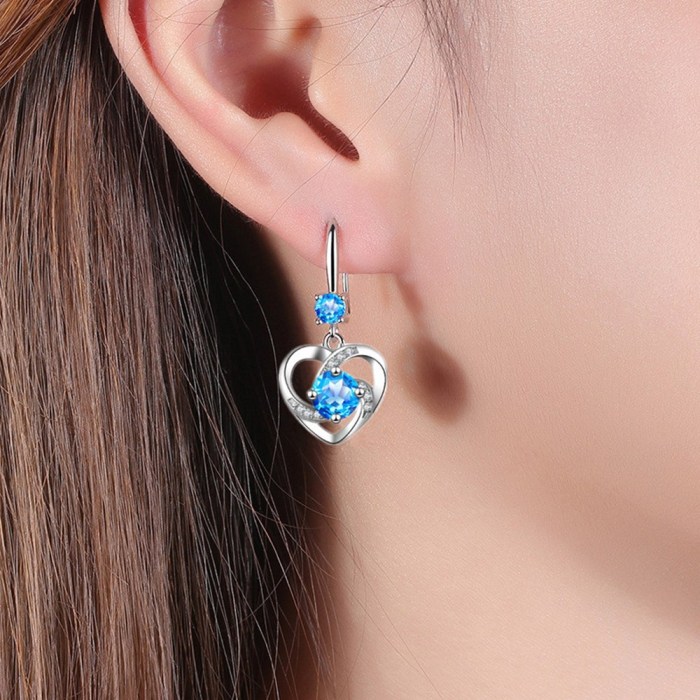 Wholesale S925 Sterling Trendy Women's Fashion Jewelry High Quality Cubic Zirconia Hollow Heart Shaped Long Tassel Earrings